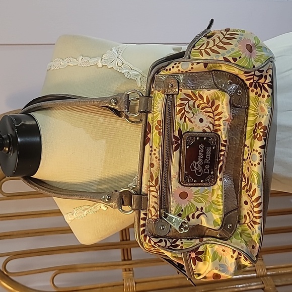 Genna de rossi floral purse with silver metallic look trim Y2K style - Picture 1 of 12